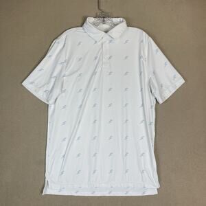 Sosik Polo Shirt Mens M White Tunder Print Dolf Performance Short Sleeve Stretch